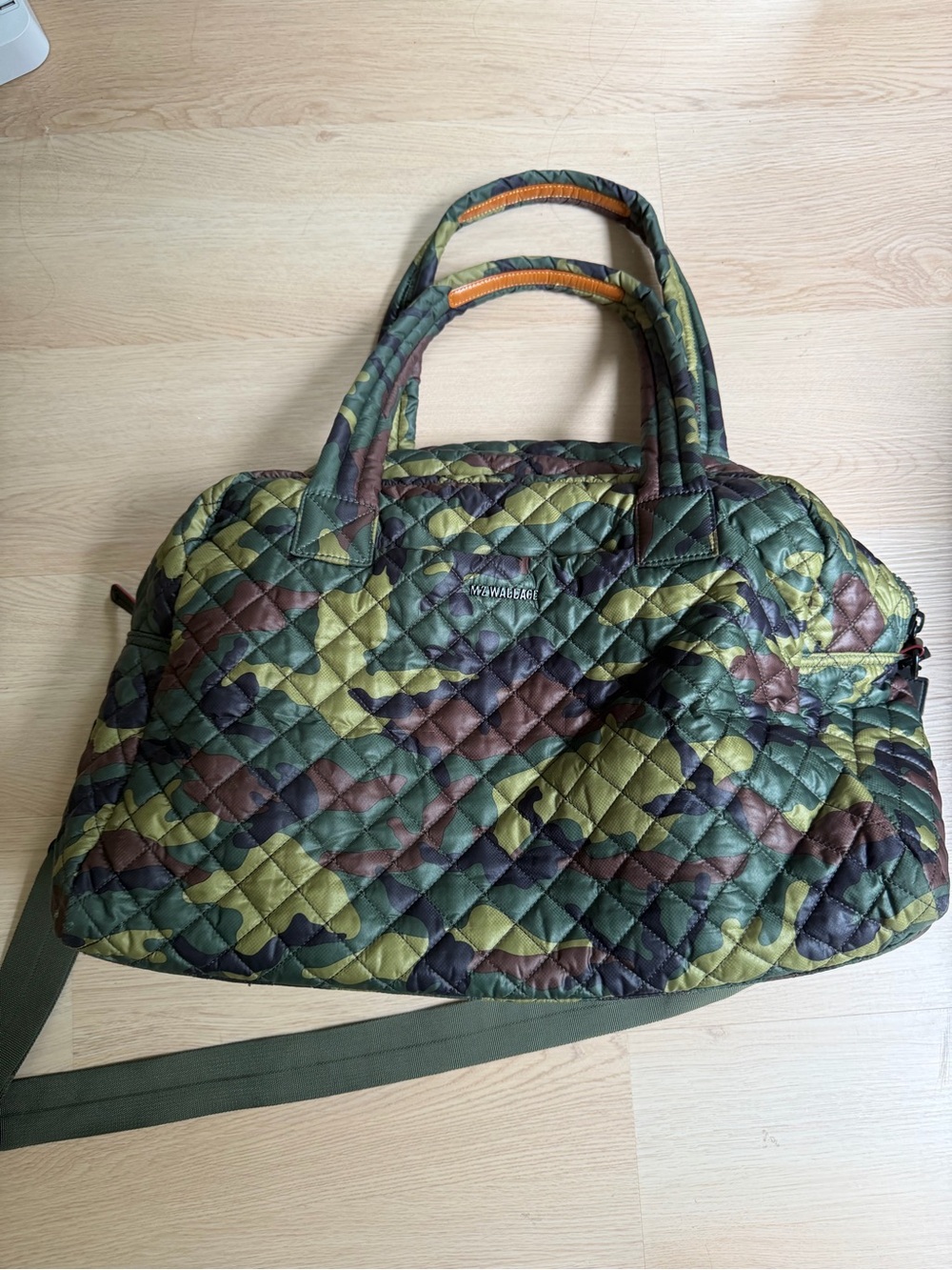 MZ Wallace Quilted Camouflage Travel Duffel - Green/Brown/Black